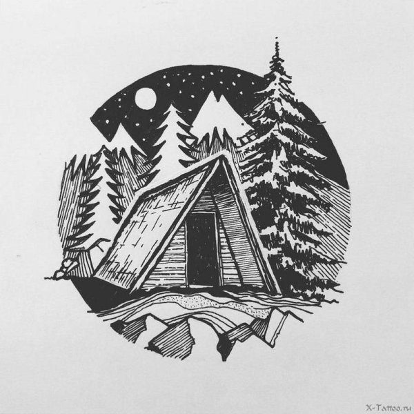 Домик в лесу набросок