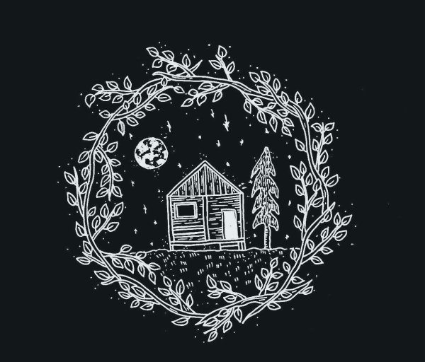 Домик на черном фоне