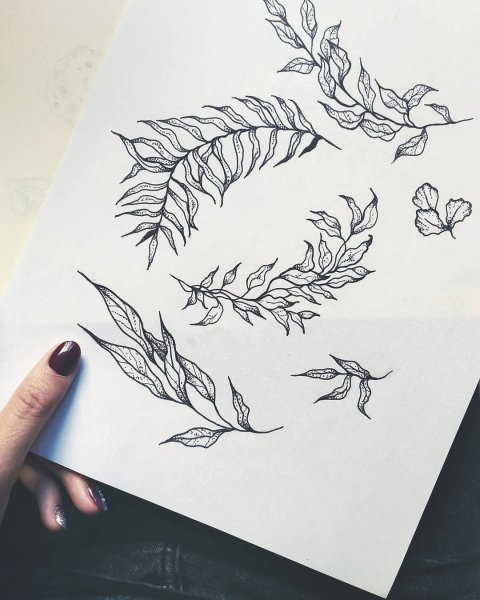 Тату веточка эскиз