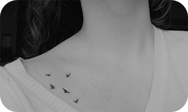 Тату птица Минимализм на ключице