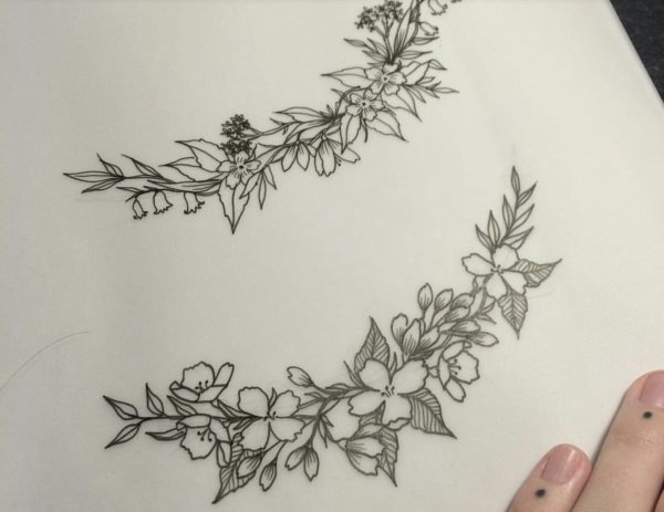 Тату ветка с листьями