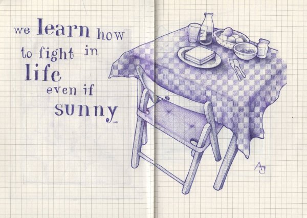 Рисунки чернилами в тетради