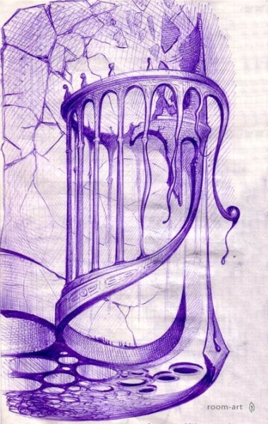 Рисунки синей ручкой