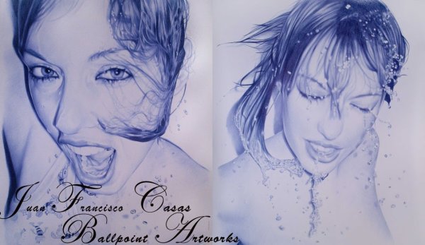 Арт ручкой синей