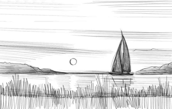 Пейзаж в графике легкий