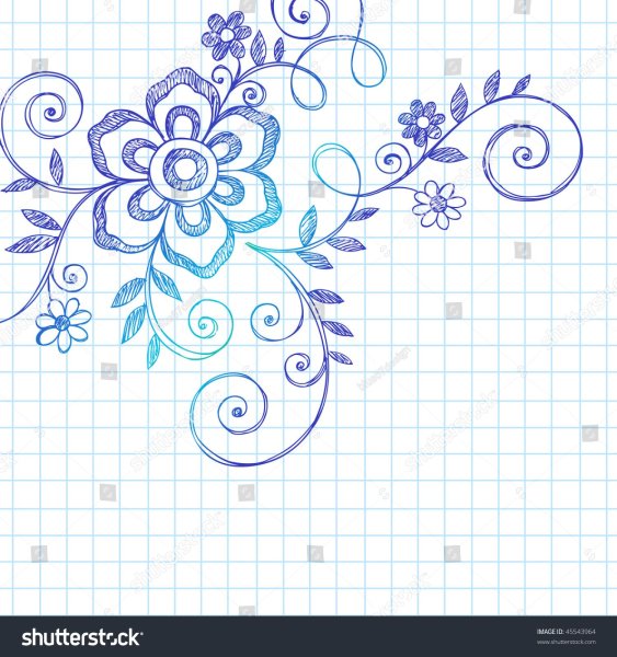 Цветы ручкой в тетради