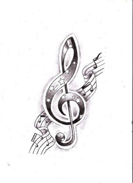 Изображение скрипичного ключа и нот