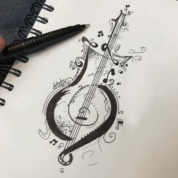 Гитара скетч маркерами