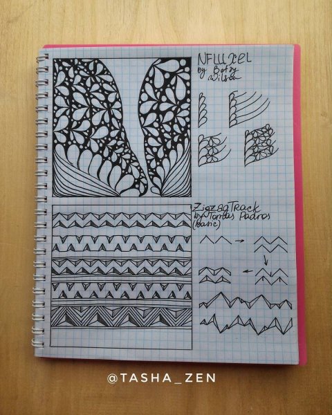 Узоры в тетради Зентангл