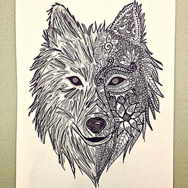 Зентангл волк
