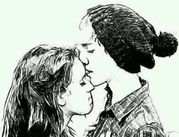 Поцелуй в лоб рисунок