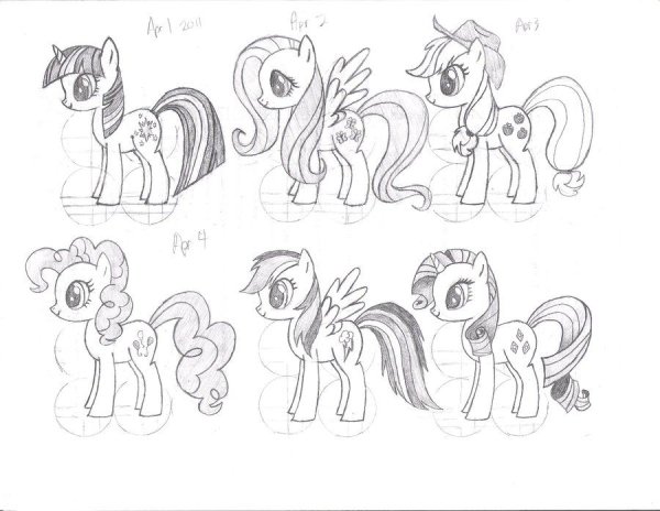 Зарисовки пони карандашом