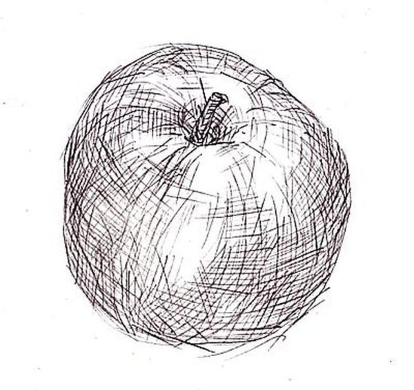 Яблоко штриховка карандашом