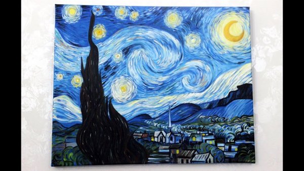 Набросок картины Ван Гога Звездная ночь