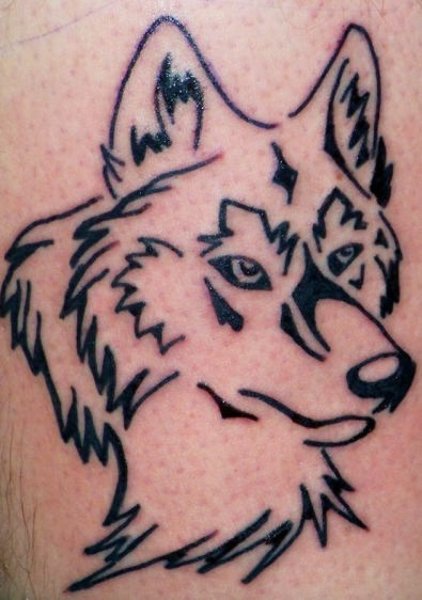 Татушка хной волка