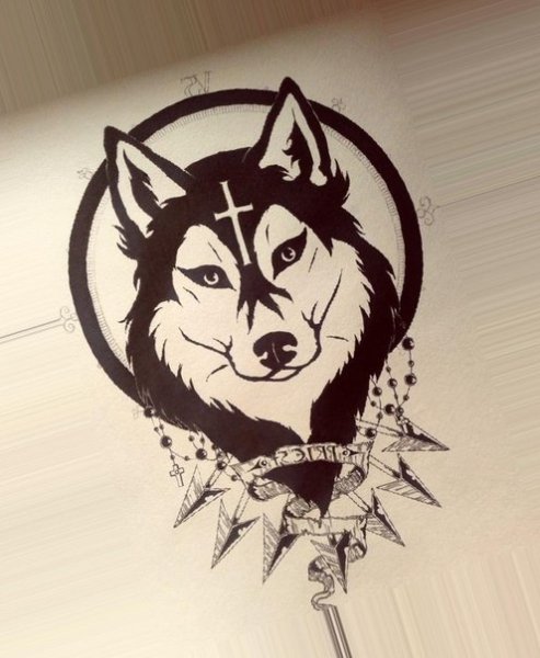 Легкие тату волка