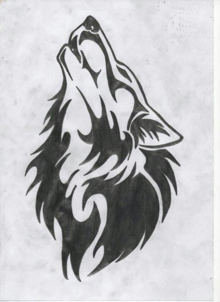 Волк на шее тату эскиз