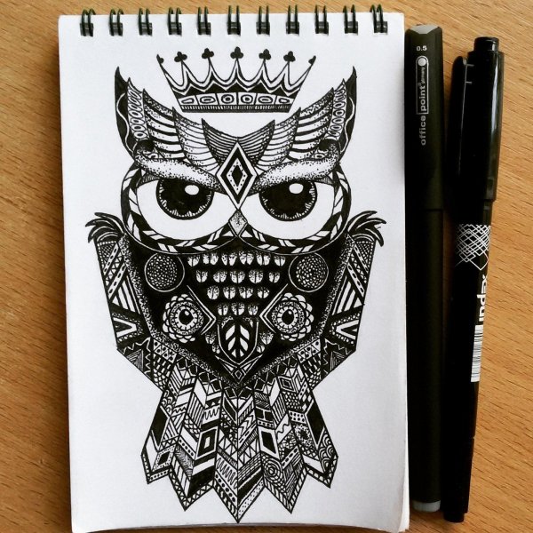 Рисунки чёрной ручкой