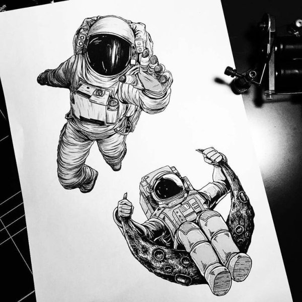 Тату космонавт эскизы