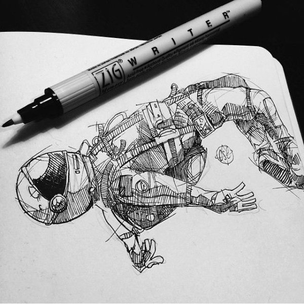 Космонавт гелевой ручкой