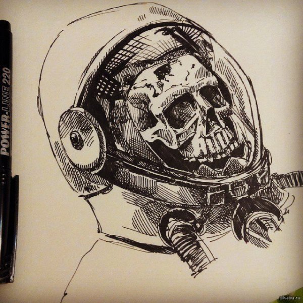 Череп в скафандре эскиз