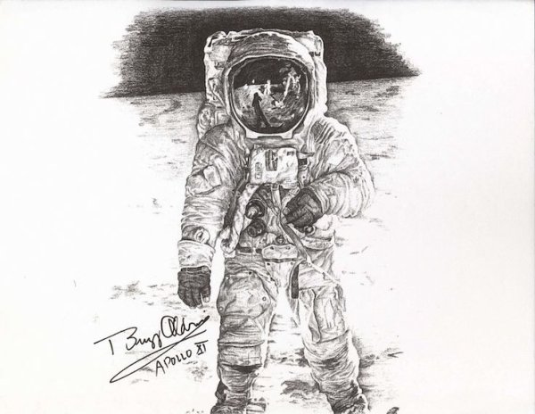 Космонавт рисунок карандашом