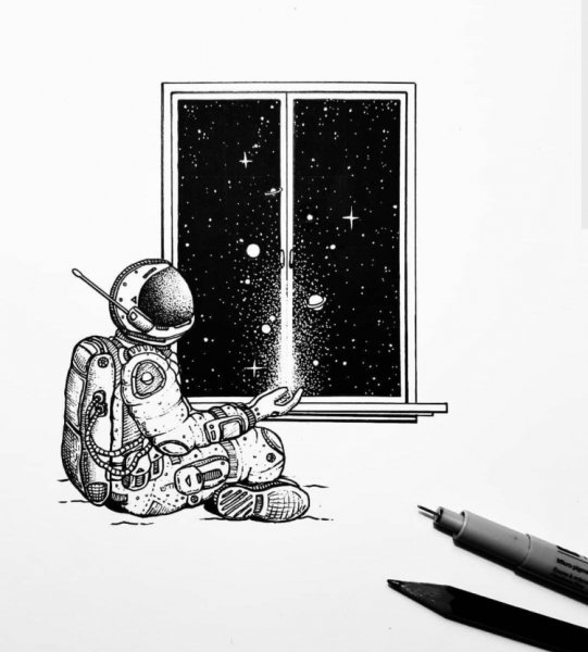 Космонавт гелевой ручкой