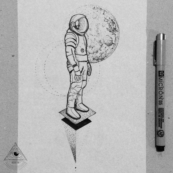Космонавт ракета эскиз тату