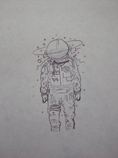 Контурные тату космонавт