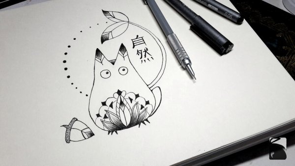 Милые рисунки черной ручкой