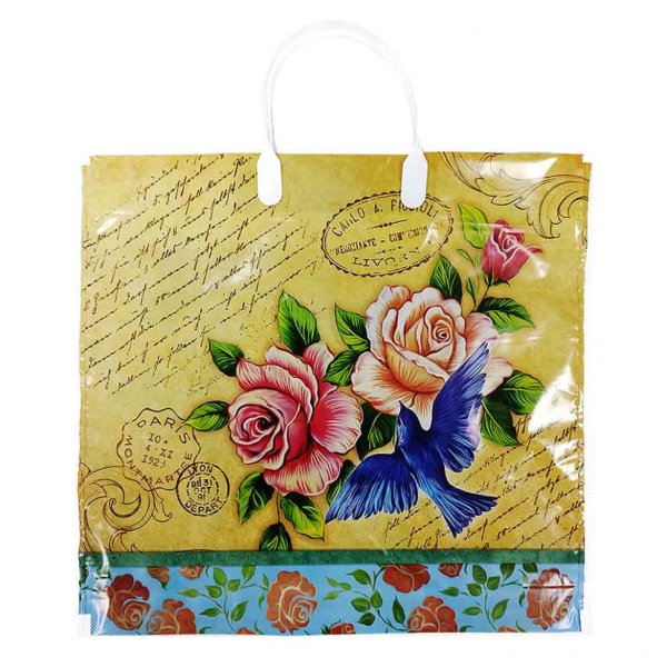 Пакет с пластик. Ручками "Жостовские цветы" (35х36см) т, 5шт