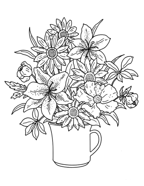Раскраска букет цветов