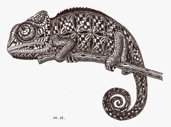 Хамелеон Зентангл