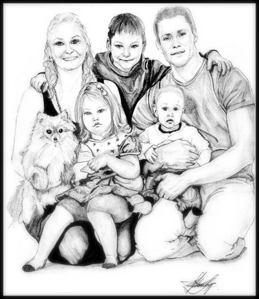 Семья карандашом