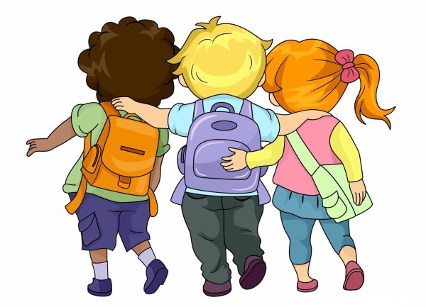 Мальчик и девочка с портфелем