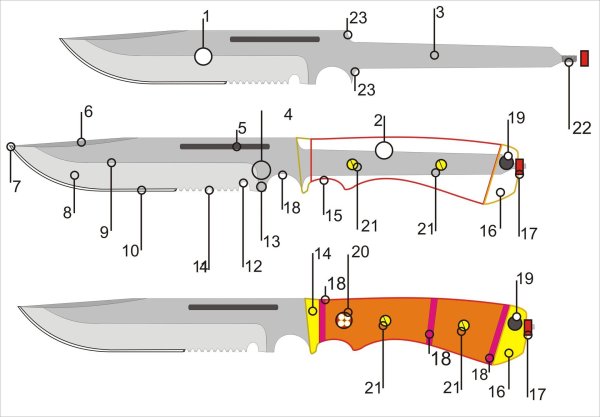 Лезвие для складного ножа чертеж
