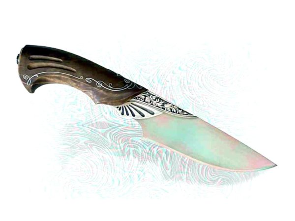 Нож с рельефом узорами