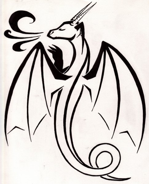 Дракон эскиз на бумаге