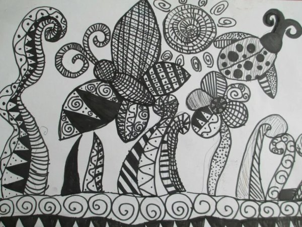 Монстера Зентангл