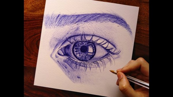 Рисунки глаз на руке ручкой