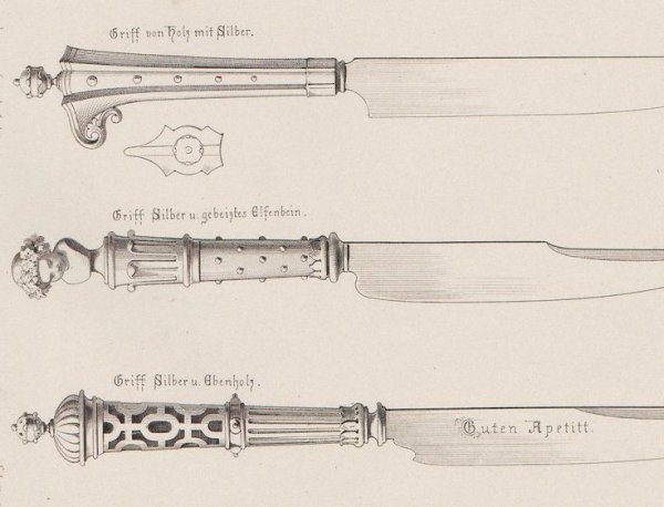Эскизы резных рукояток ножей