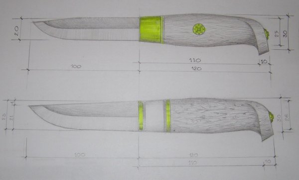 Трафарет ручки для ножа