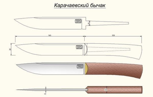 Бычак нож чертеж