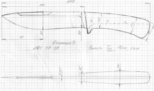 Рукоять охотничьего ножа чертеж