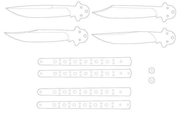 Нож бабочка Баттерфляй чертеж