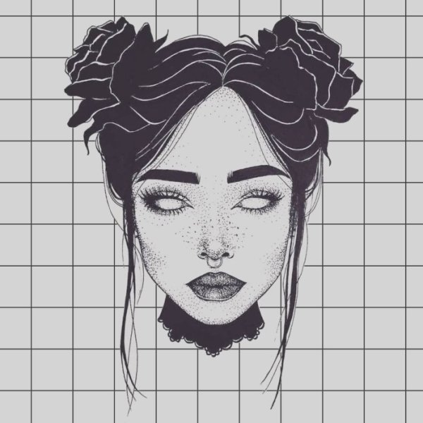 Рисунки красивых девушек чёрной ручкой