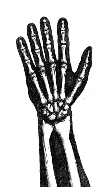 Рука скелета на руке