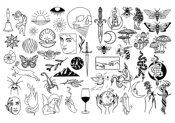 Эскизы тату много