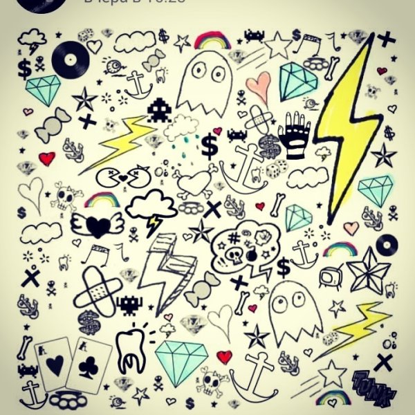 Много рисунков на листе