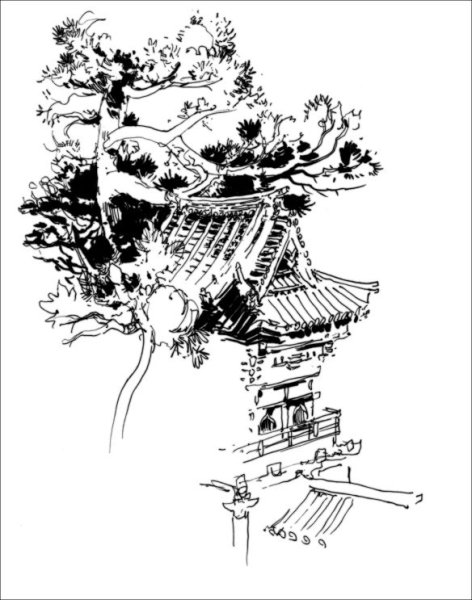 Сад в японском стиле набросок